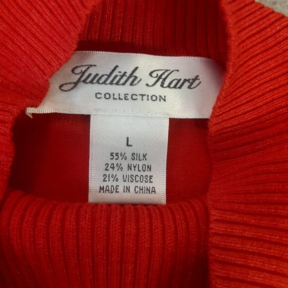 Judith Hart Silk Knit Blouse L Sleeveless Pullover Red Holiday Party Minimalist - Picture 3 of 6